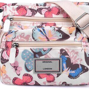 Crossboby Bag for Women - Waterproof Nylon Multi-Pocket Purse Floral Shoulder Ba